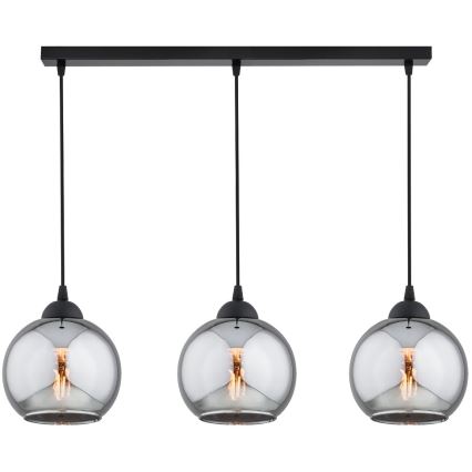 Brilagi - Κρεμαστό φωτιστικό με καλώδιο DIOR 3xE27/60W/230V μαύρο/καπνιστό γκρι