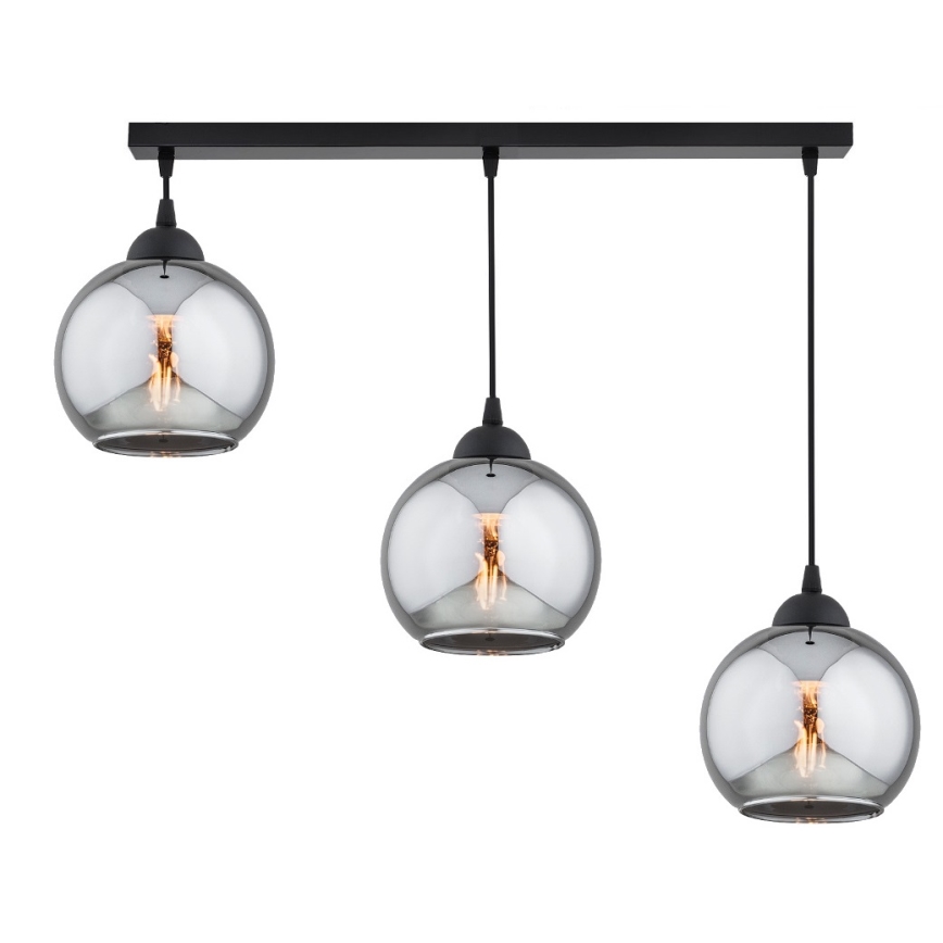 Brilagi - Κρεμαστό φωτιστικό με καλώδιο DIOR 3xE27/60W/230V μαύρο/καπνιστό γκρι