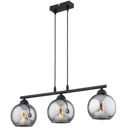 Brilagi - Κρεμαστό φωτιστικό με καλώδιο DIOR 3xE27/60W/230V μαύρο/καπνιστό γκρι