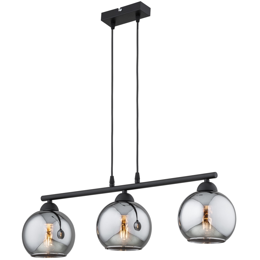 Brilagi - Κρεμαστό φωτιστικό με καλώδιο DIOR 3xE27/60W/230V μαύρο/καπνιστό γκρι