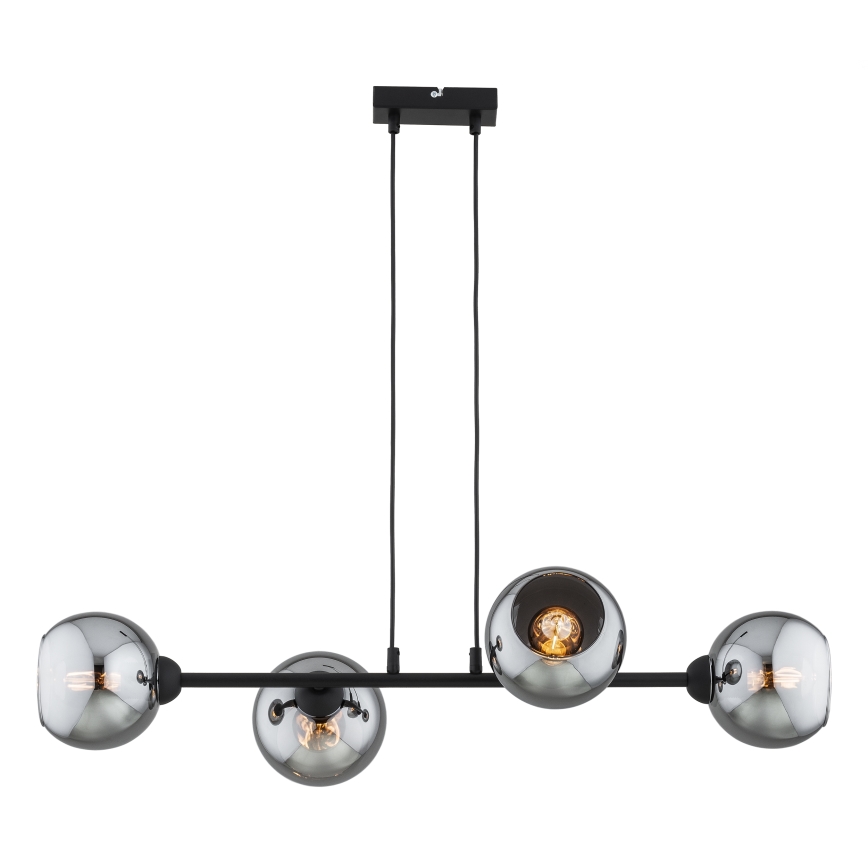Brilagi - Κρεμαστό φωτιστικό με καλώδιο DIOR 4xE27/60W/230V μαύρο/καπνιστό γκρι
