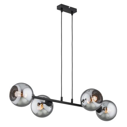 Brilagi - Κρεμαστό φωτιστικό με καλώδιο DIOR 4xE27/60W/230V μαύρο/καπνιστό γκρι