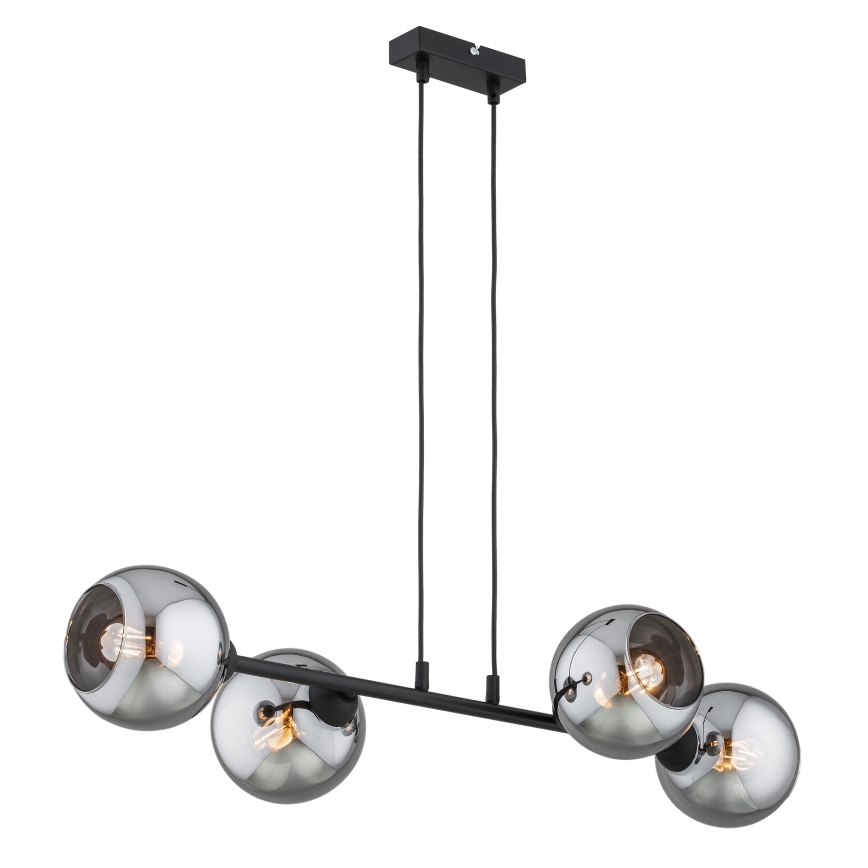 Brilagi - Κρεμαστό φωτιστικό με καλώδιο DIOR 4xE27/60W/230V μαύρο/καπνιστό γκρι