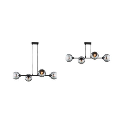Brilagi - Κρεμαστό φωτιστικό με καλώδιο DIOR 4xE27/60W/230V μαύρο/καπνιστό γκρι