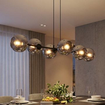 Brilagi - Κρεμαστό φωτιστικό με καλώδιο DIOR 6xE27/60W/230V μαύρο/καπνιστό γκρι