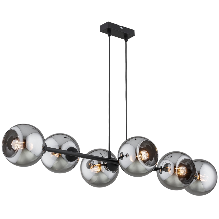 Brilagi - Κρεμαστό φωτιστικό με καλώδιο DIOR 6xE27/60W/230V μαύρο/καπνιστό γκρι