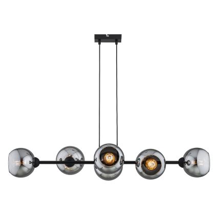 Brilagi - Κρεμαστό φωτιστικό με καλώδιο DIOR 6xE27/60W/230V μαύρο/καπνιστό γκρι