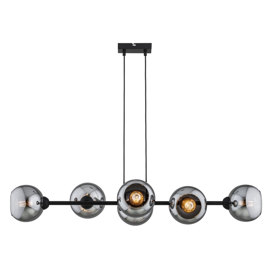 Brilagi - Κρεμαστό φωτιστικό με καλώδιο DIOR 6xE27/60W/230V μαύρο/καπνιστό γκρι