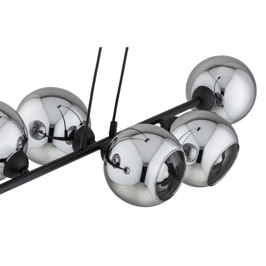 Brilagi - Κρεμαστό φωτιστικό με καλώδιο DIOR 6xE27/60W/230V μαύρο/καπνιστό γκρι