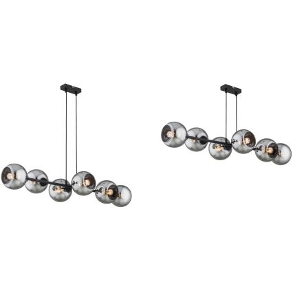 Brilagi - Κρεμαστό φωτιστικό με καλώδιο DIOR 6xE27/60W/230V μαύρο/καπνιστό γκρι