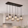 BRILAGI - Κρεμαστό φωτιστικό με καλώδιο DIOR 6xE27/60W/230V μαύρο/καπνιστό γκρι