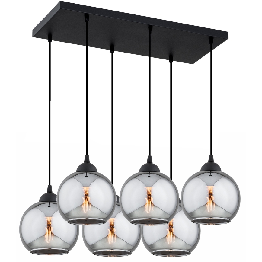 Brilagi - Κρεμαστό φωτιστικό με καλώδιο DIOR 6xE27/60W/230V μαύρο/καπνιστό γκρι