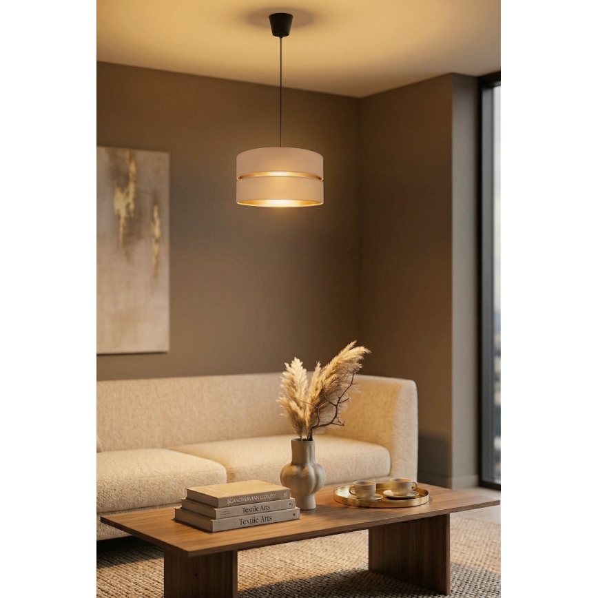 Brilagi - Κρεμαστό φωτιστικό με καλώδιο DUO-DUO 1xE27/60W/230V Ø 40 cm μπεζ/χρυσό