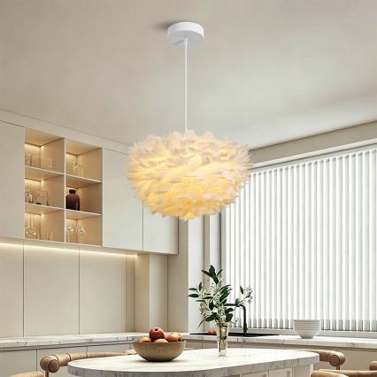 BRILAGI - Κρεμαστό φωτιστικό με καλώδιο FEATHER 3xE27/40W/230V, Ø 40 cm, λευκό