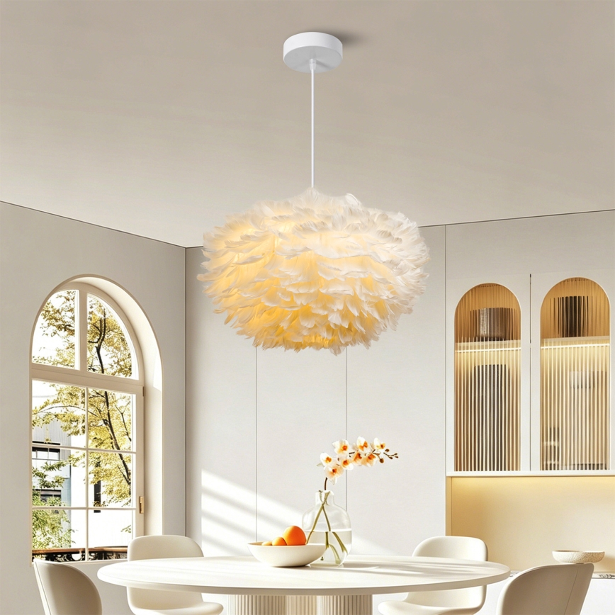 Brilagi - Κρεμαστό φωτιστικό με καλώδιο FEATHER 3xE27/40W/230V Ø 50 cm λευκό