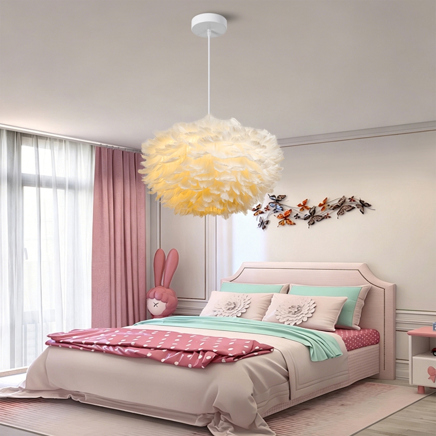 Brilagi - Κρεμαστό φωτιστικό με καλώδιο FEATHER 3xE27/40W/230V Ø 50 cm λευκό