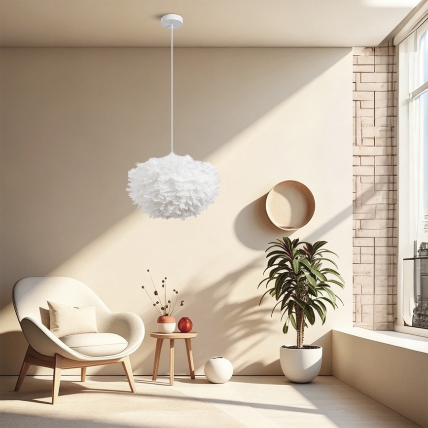 Brilagi - Κρεμαστό φωτιστικό με καλώδιο FEATHER 3xE27/40W/230V Ø 50 cm λευκό
