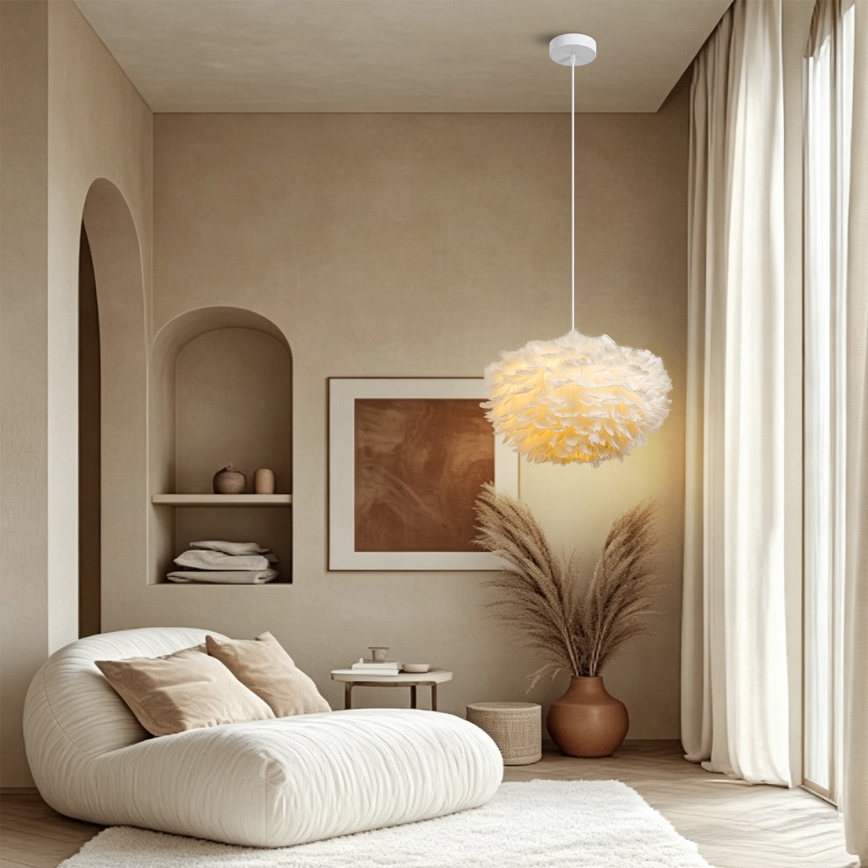 Brilagi - Κρεμαστό φωτιστικό με καλώδιο FEATHER 3xE27/40W/230V Ø 50 cm λευκό