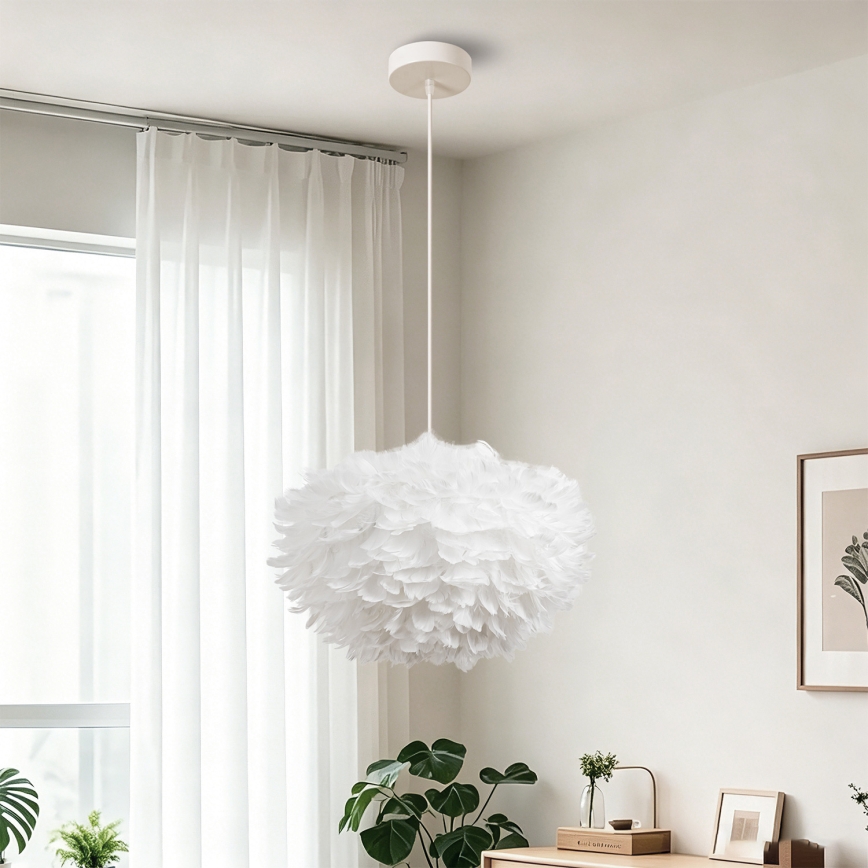 Brilagi - Κρεμαστό φωτιστικό με καλώδιο FEATHER 3xE27/40W/230V Ø 50 cm λευκό