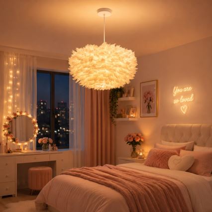 Brilagi - Κρεμαστό φωτιστικό με καλώδιο FEATHER 3xE27/40W/230V Ø 50 cm λευκό