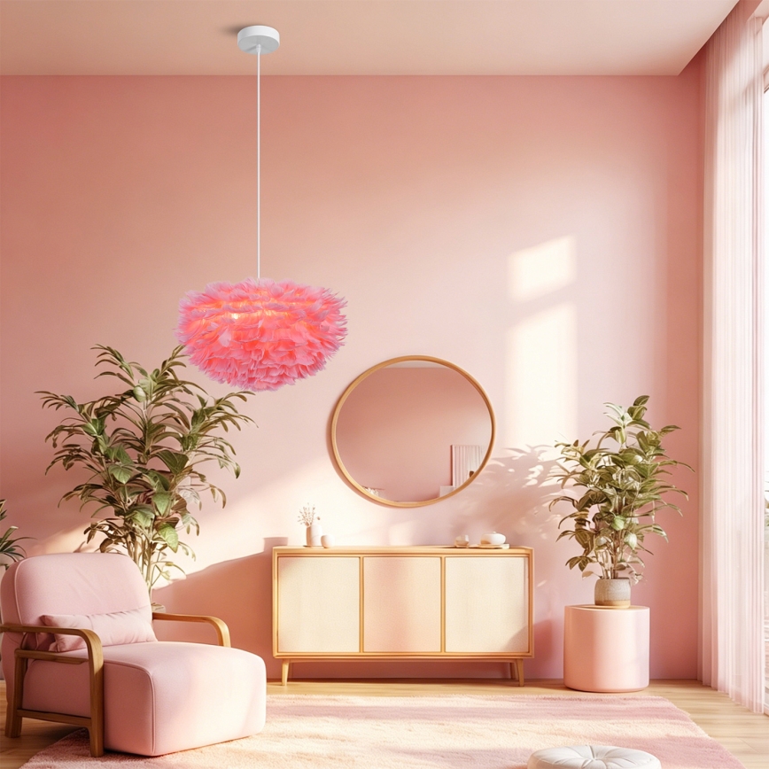 BRILAGI - Κρεμαστό φωτιστικό με καλώδιο FEATHER 3xE27/40W/230V Ø 50 cm ροζ