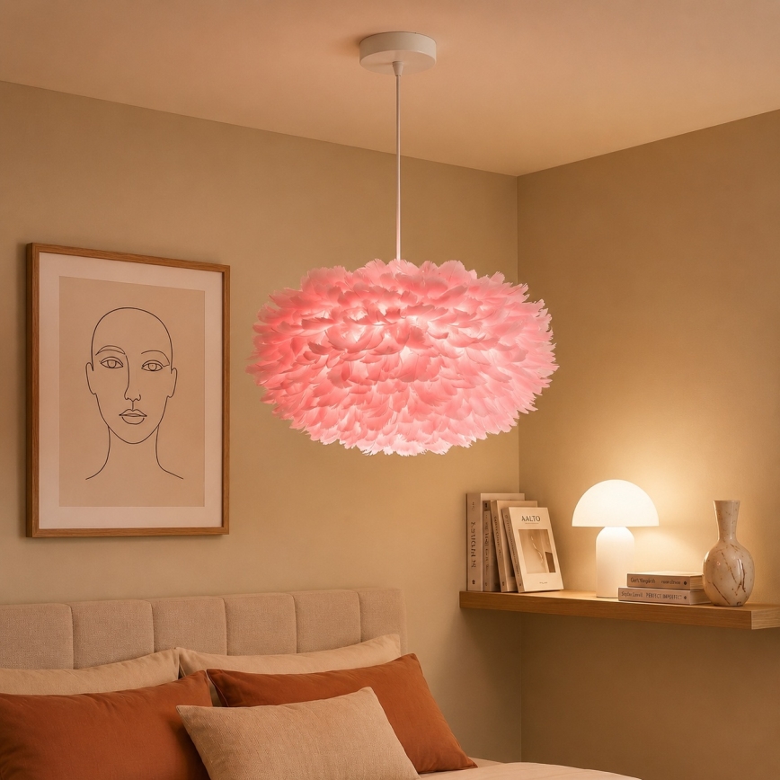 Brilagi - Κρεμαστό φωτιστικό με καλώδιο FEATHER 3xE27/40W/230V Ø 50 cm ροζ