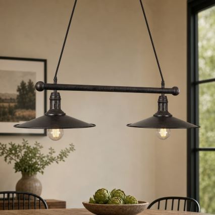 BRILAGI - Κρεμαστό φωτιστικό με καλώδιο FORGE 2xE27/60W/230V καφέ