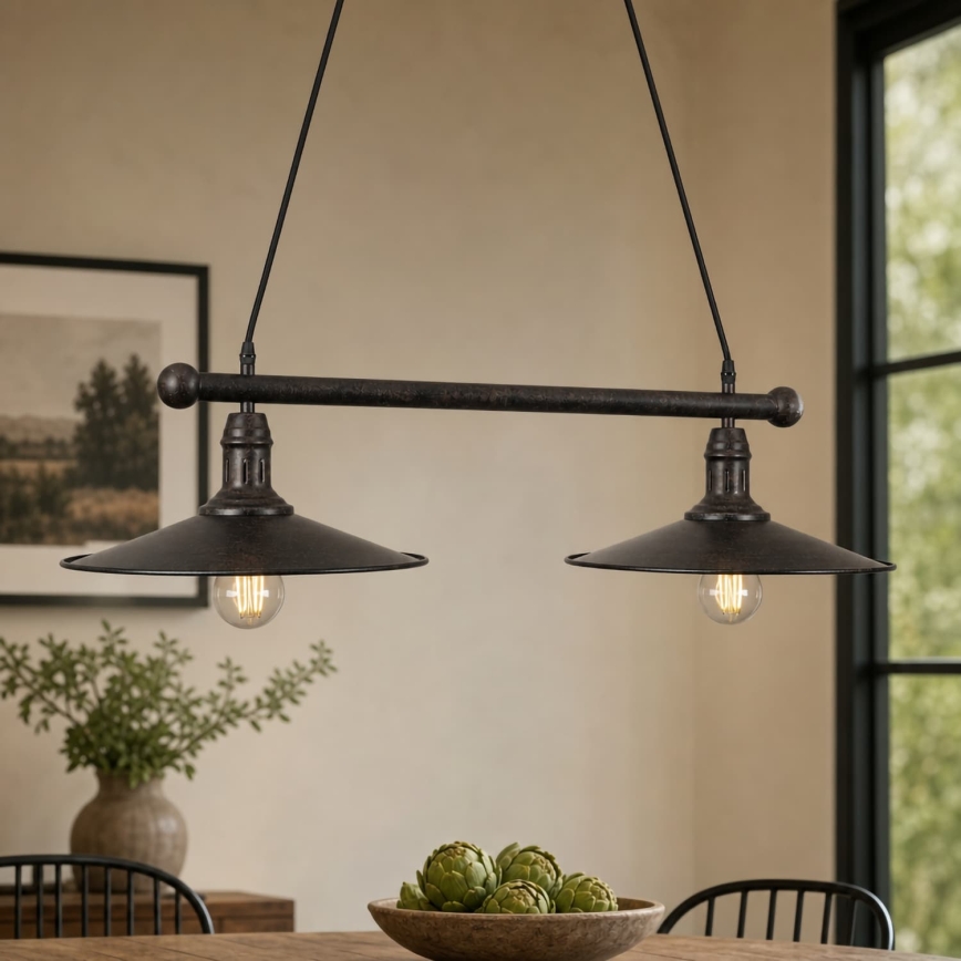 BRILAGI - Κρεμαστό φωτιστικό με καλώδιο FORGE 2xE27/60W/230V καφέ