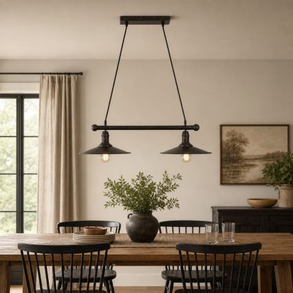 BRILAGI - Κρεμαστό φωτιστικό με καλώδιο FORGE 2xE27/60W/230V καφέ