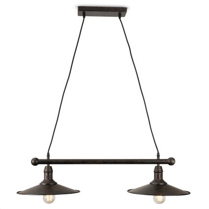 BRILAGI - Κρεμαστό φωτιστικό με καλώδιο FORGE 2xE27/60W/230V καφέ