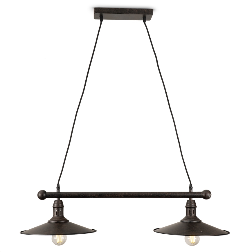 BRILAGI - Κρεμαστό φωτιστικό με καλώδιο FORGE 2xE27/60W/230V καφέ