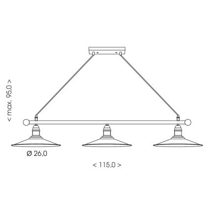Brilagi - Κρεμαστό φωτιστικό με καλώδιο FORGE 3xE27/60W/230V πατίνα/χρυσό/μαύρο