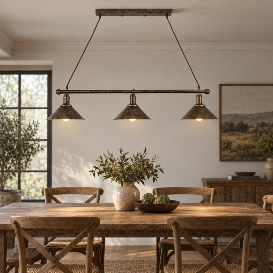 BRILAGI - Κρεμαστό φωτιστικό με καλώδιο FORGE 3xE27/60W/230V χάλκινο/πατίνα