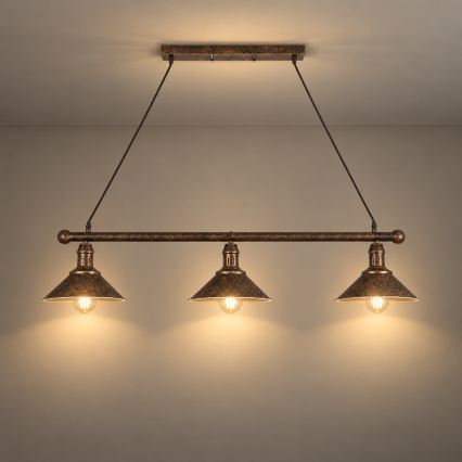 BRILAGI - Κρεμαστό φωτιστικό με καλώδιο FORGE 3xE27/60W/230V χάλκινο/πατίνα
