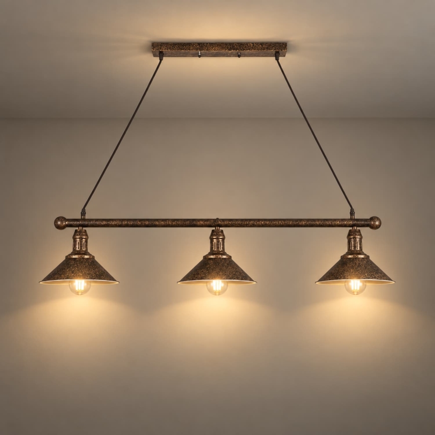 BRILAGI - Κρεμαστό φωτιστικό με καλώδιο FORGE 3xE27/60W/230V χάλκινο/πατίνα