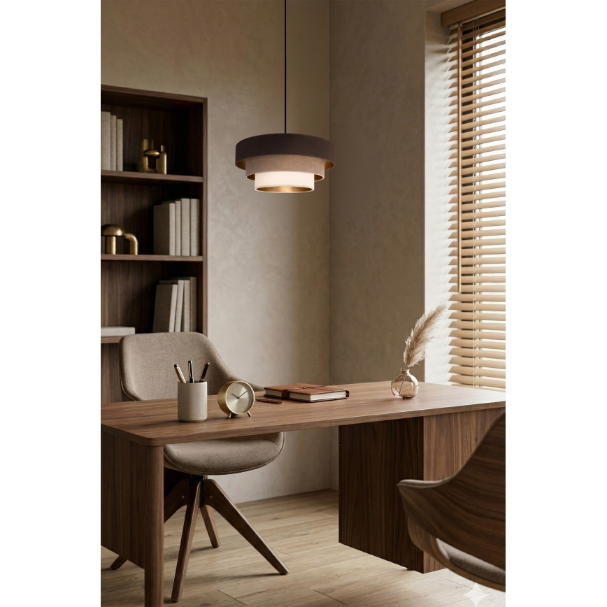 Brilagi - Κρεμαστό φωτιστικό με καλώδιο LUNETA 1xE27/60W/230V Ø 40 cm καφέ/μπεζ/κρεμ