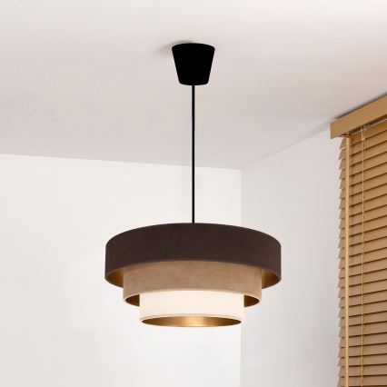 Brilagi - Κρεμαστό φωτιστικό με καλώδιο LUNETA 1xE27/60W/230V Ø 40 cm καφέ/μπεζ/κρεμ