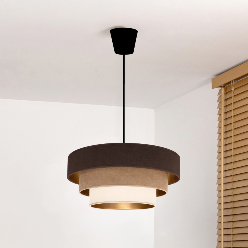 Brilagi - Κρεμαστό φωτιστικό με καλώδιο LUNETA 1xE27/60W/230V Ø 40 cm καφέ/μπεζ/κρεμ
