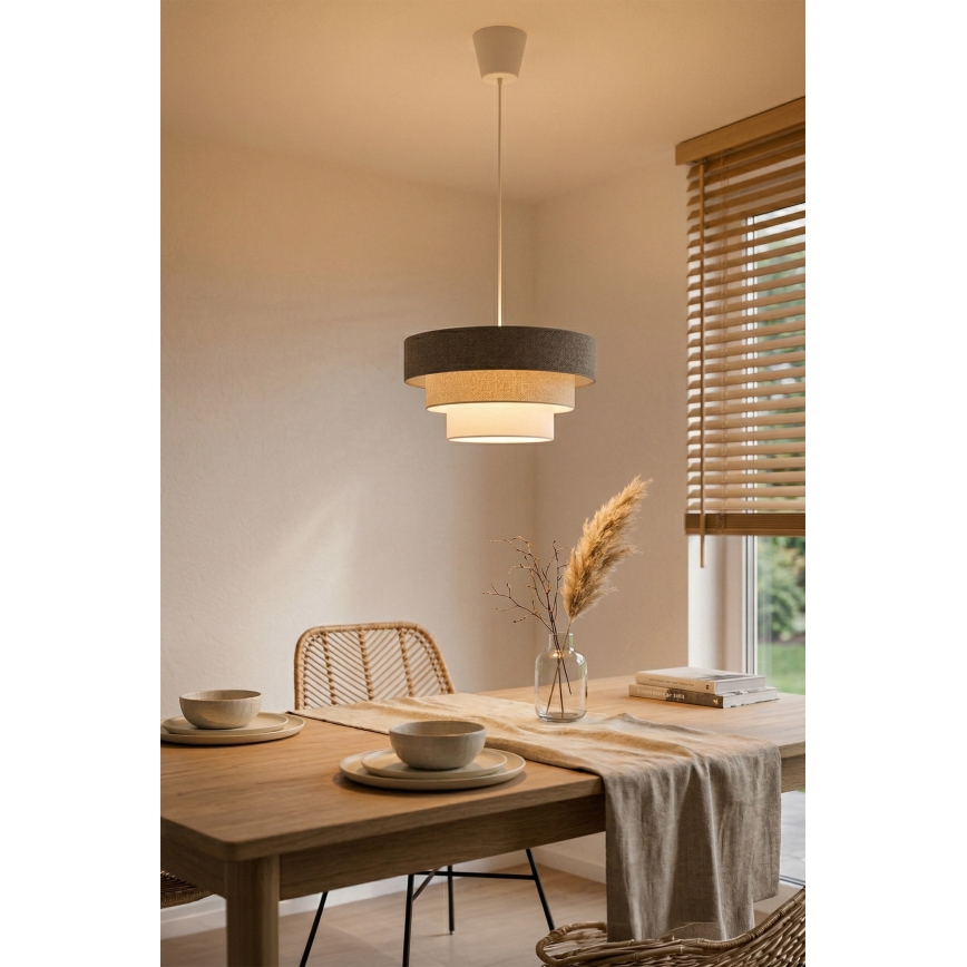 Brilagi - Κρεμαστό φωτιστικό με καλώδιο LUNETA 1xE27/60W/230V Ø 40 cm γκρι/εκρού/λευκό