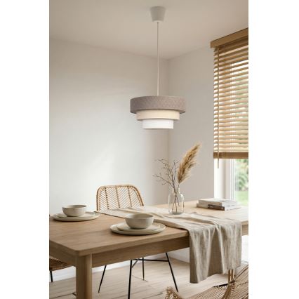Brilagi - Κρεμαστό φωτιστικό με καλώδιο LUNETA 1xE27/60W/230V Ø 40 cm γκρι/εκρού/λευκό
