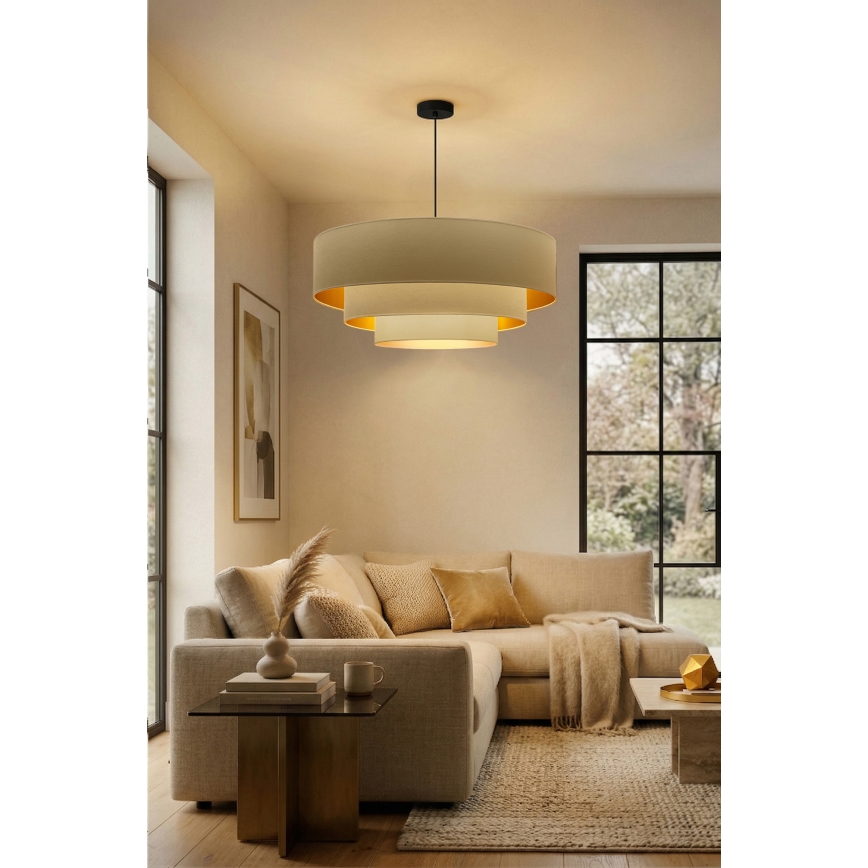 Brilagi - Κρεμαστό φωτιστικό με καλώδιο LUNETA 3xE27/60W/230V Ø 80 cm εκρού/χρυσό