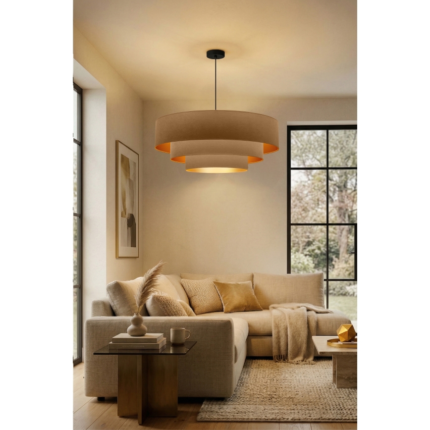 Brilagi - Κρεμαστό φωτιστικό με καλώδιο LUNETA 3xE27/60W/230V Ø 80 εκ. μπεζ/χρυσό