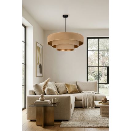 Brilagi - Κρεμαστό φωτιστικό με καλώδιο LUNETA 3xE27/60W/230V Ø 80 εκ. μπεζ/χρυσό