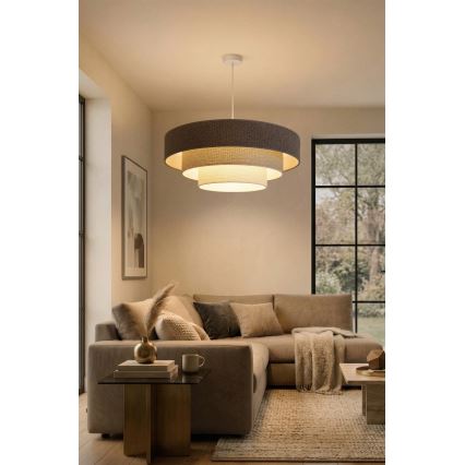 Brilagi - Κρεμαστό φωτιστικό με καλώδιο LUNETA 3xE27/60W/230V διάμ. 80 εκ. γκρι/κρεμ/λευκό