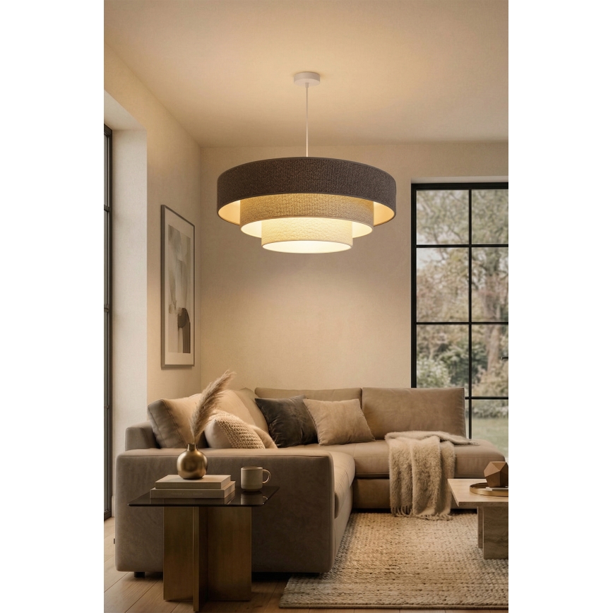 Brilagi - Κρεμαστό φωτιστικό με καλώδιο LUNETA 3xE27/60W/230V διάμ. 80 εκ. γκρι/κρεμ/λευκό