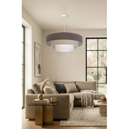 Brilagi - Κρεμαστό φωτιστικό με καλώδιο LUNETA 3xE27/60W/230V διάμ. 80 εκ. γκρι/κρεμ/λευκό