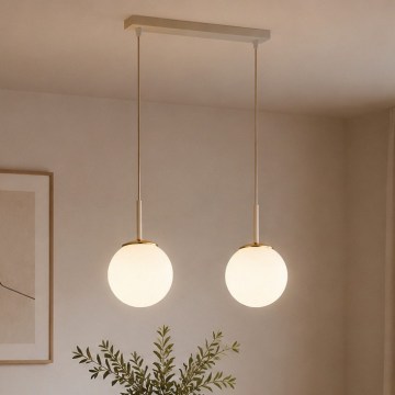 Brilagi - Κρεμαστό φωτιστικό με καλώδιο MILO 2xE27/60W/230V μπεζ/χρυσό