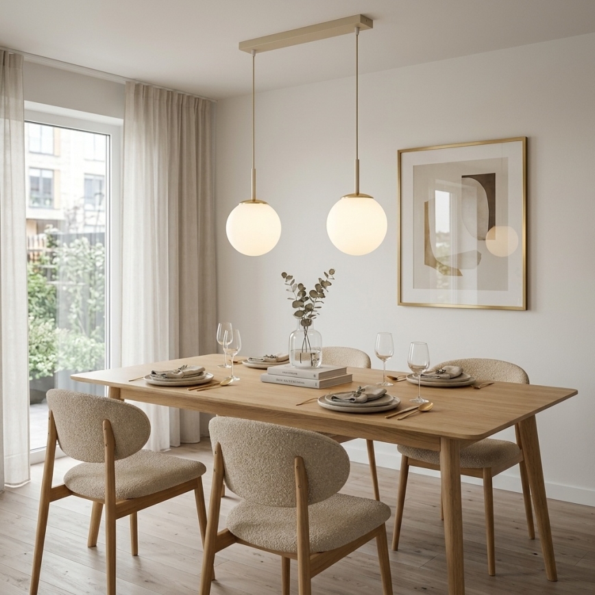 Brilagi - Κρεμαστό φωτιστικό με καλώδιο MILO 2xE27/60W/230V μπεζ/χρυσό