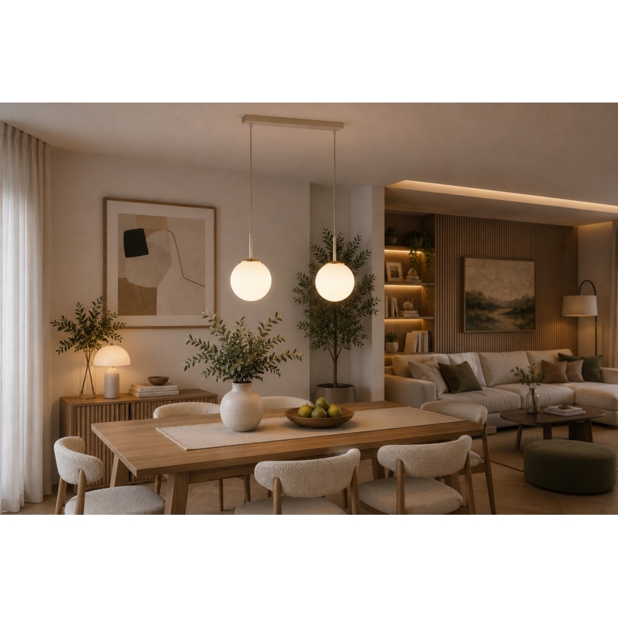 Brilagi - Κρεμαστό φωτιστικό με καλώδιο MILO 2xE27/60W/230V μπεζ/χρυσό