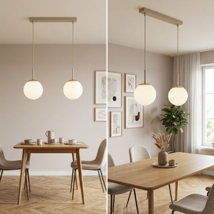 Brilagi - Κρεμαστό φωτιστικό με καλώδιο MILO 2xE27/60W/230V μπεζ/χρυσό